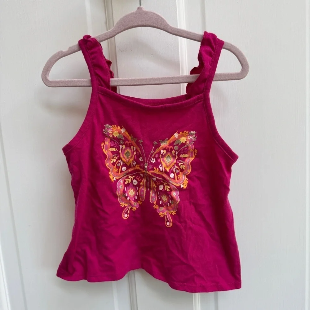 NWOT The Children's Place 2T Girls Pink Butterfly Sleeveless Top Blouse